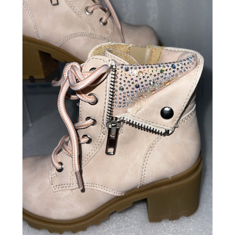 Therabouts Kinsley Pink Rhinestone Hiker Block Heel Boots Girls Size 11 NEW - Picture 3 of 16